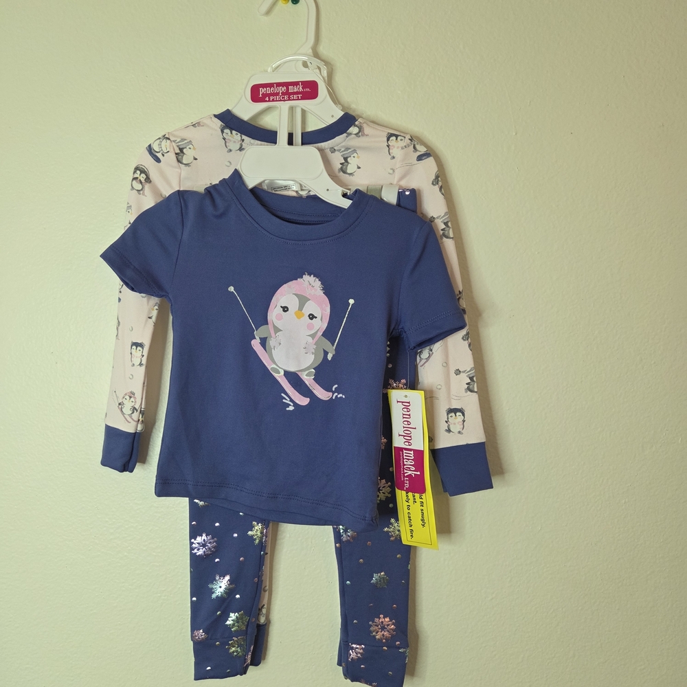 Penelope Mack Navy and Cream Penguin Pajama Set